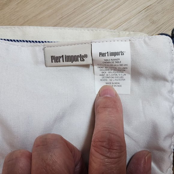 Pier 1 Beaded Embroidered Table Runner Patriotic Red White Blue VTG 13.5" x 71" - Picture 12 of 12